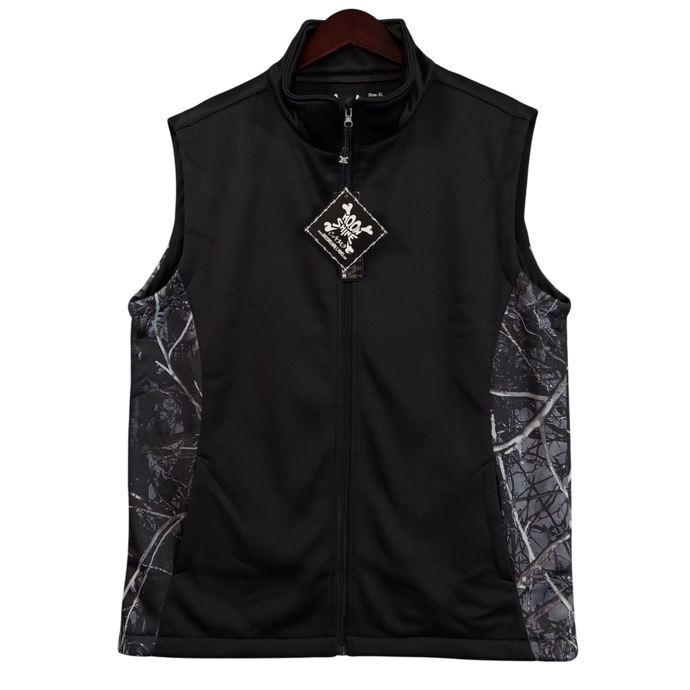 Moon Shine Camo Vest Men XL Black Harvest Moon Softshell Full Zip 12592